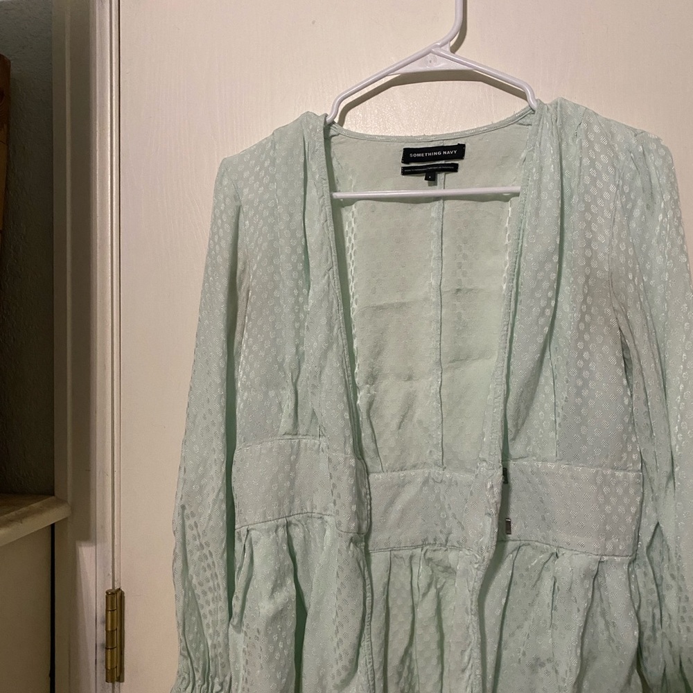 Something Navy Mint Textured Top